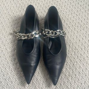 Zara leather flats with metal detail strap size 38